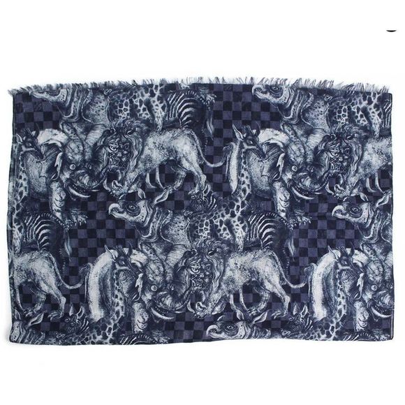 ❌❌ LOUIS VUITTON Cashmere/Silk/Wool Chapman Brothers Stole Blue Monogram LV - Picture 6 of 11